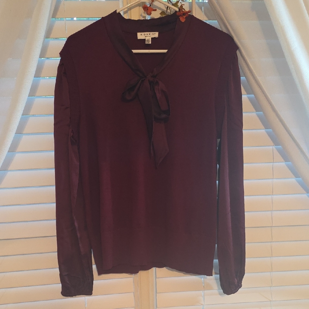 RIO & RAIN Burgundy Blouse  with Bow Detail.
